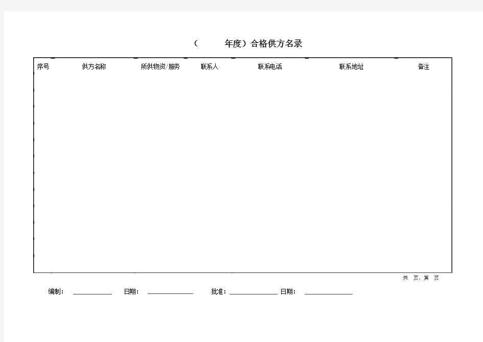 合格供方名录