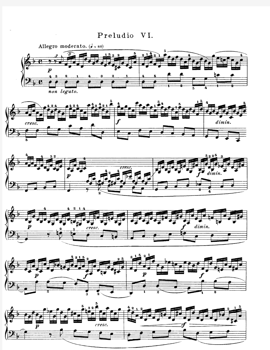 巴赫十二平均律 上册上卷6 第六首 D小调 BWV851 前奏曲 含赋格 Pre fug