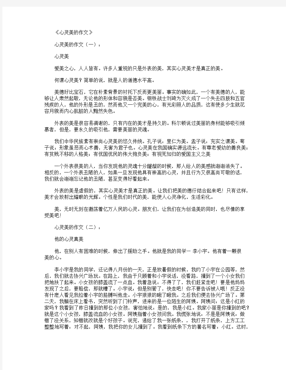 心灵美的作文10篇