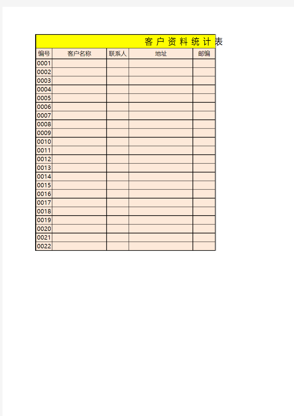 Excel表格通用模板：客户资料统计表
