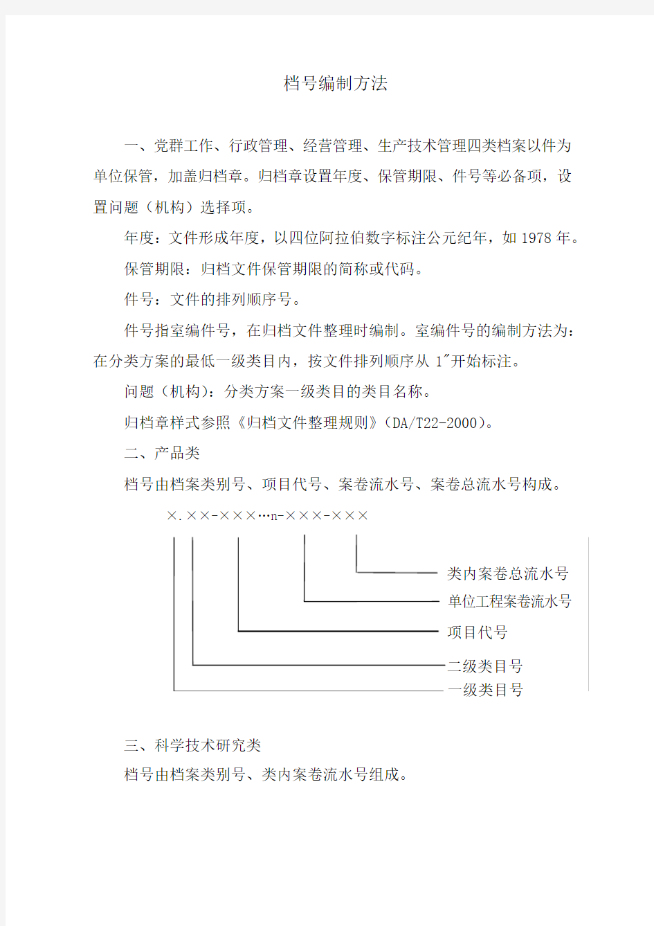 集团公司档号编制方法