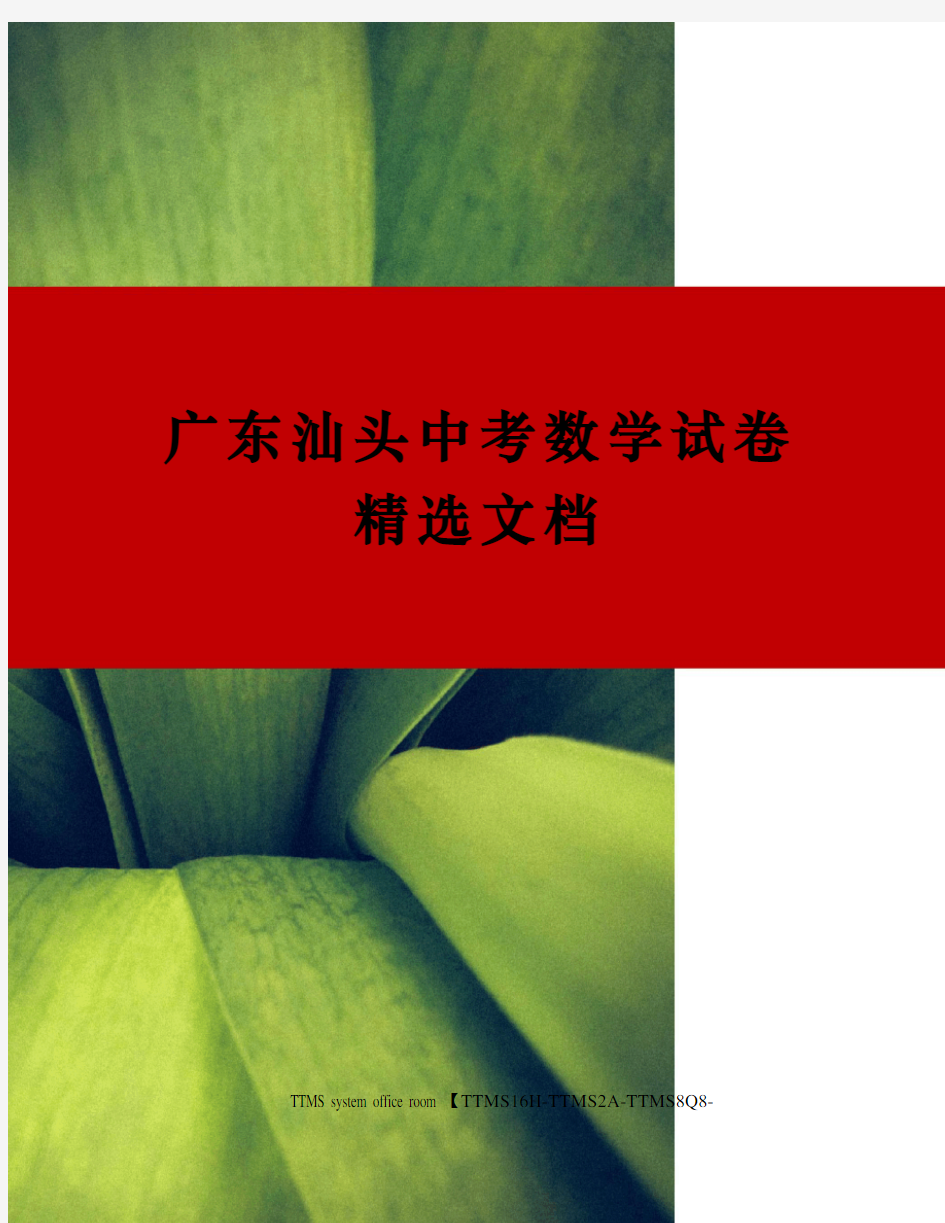 广东汕头中考数学试卷