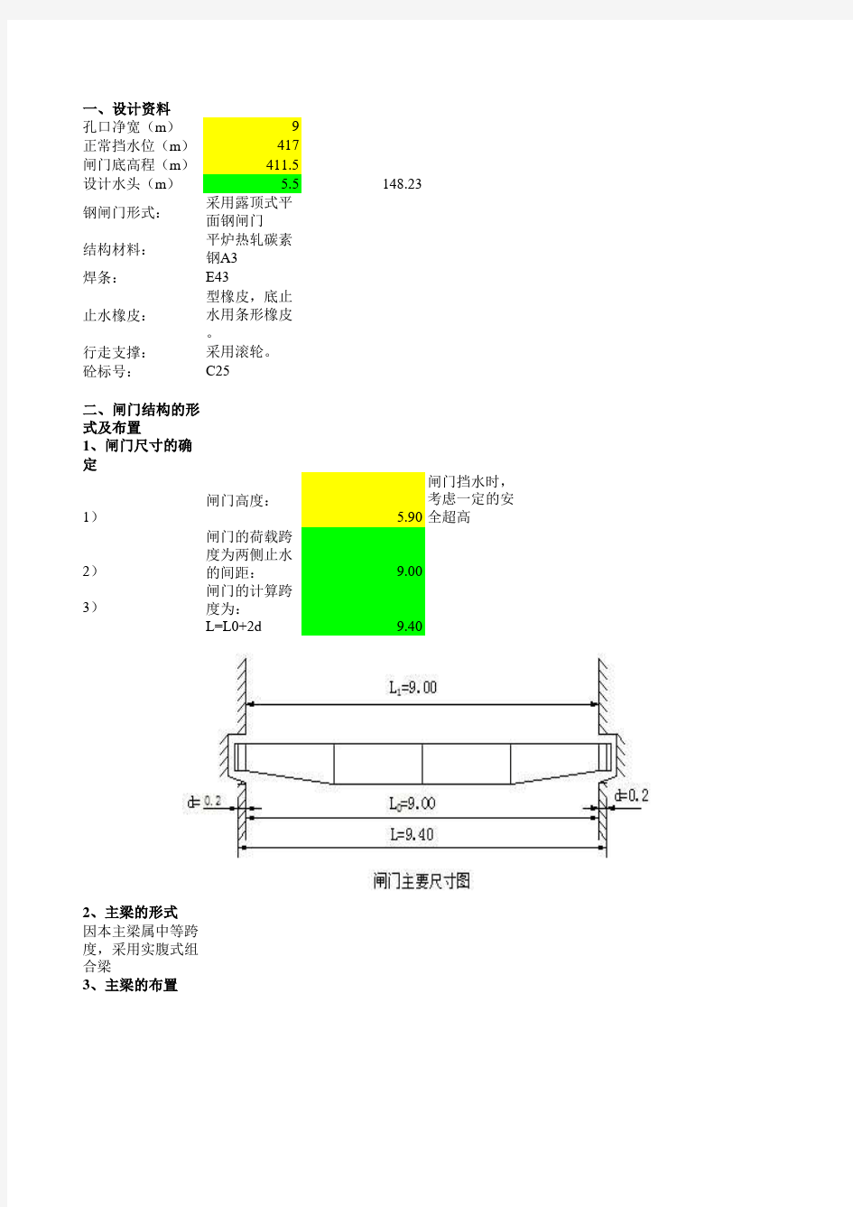 钢闸门设计