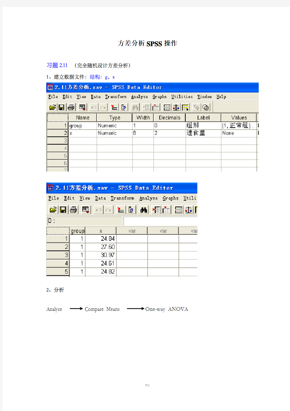 方差分析SPSS操作