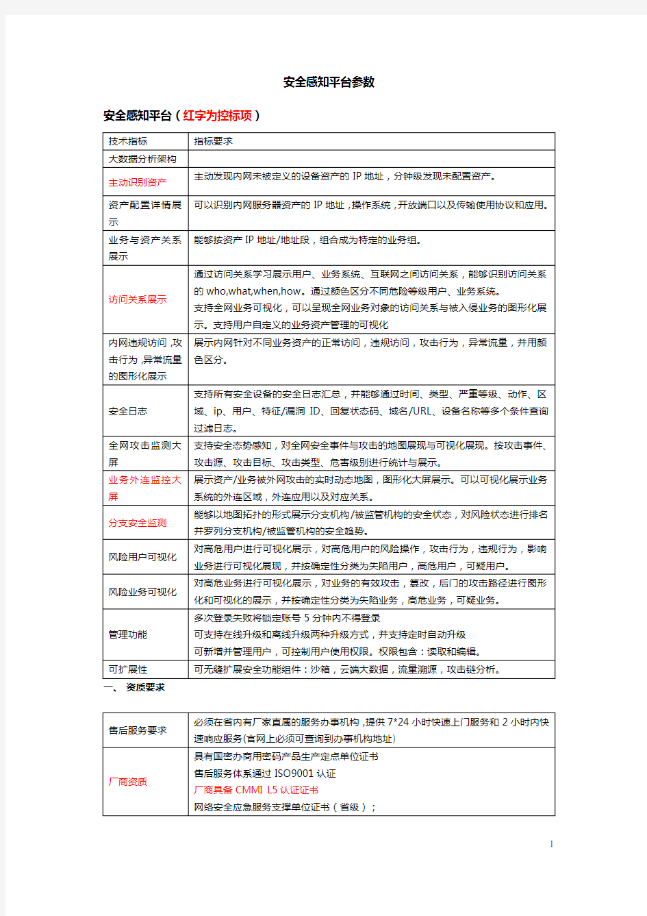 安全感知平台3.4_招标参数