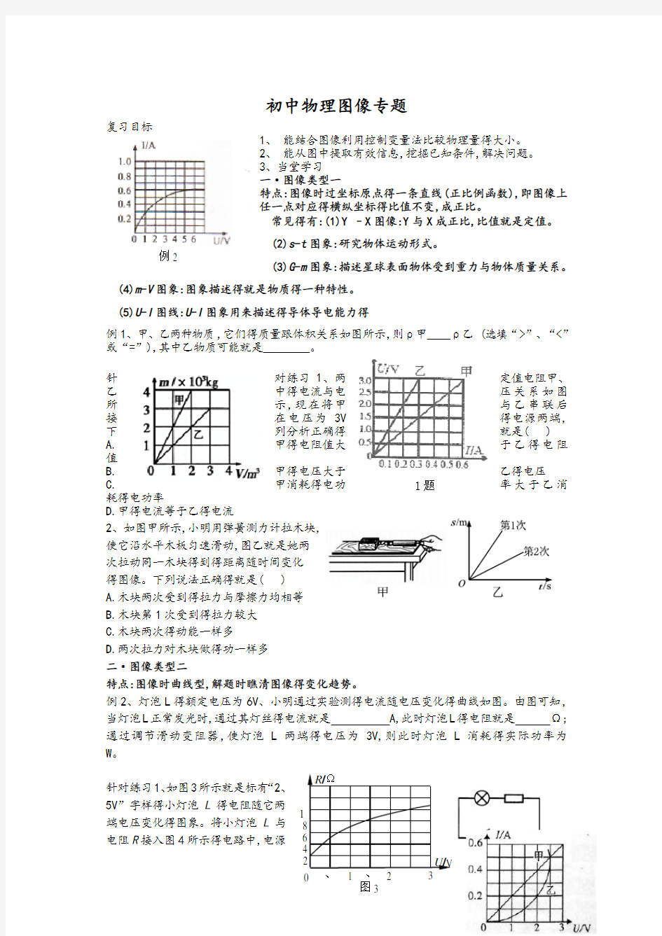 初中物理--图像专题