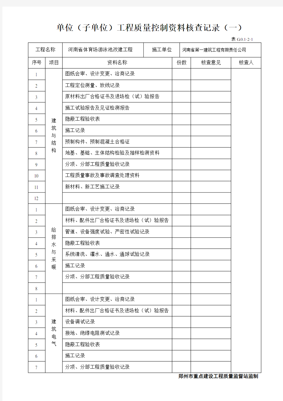 质量控制资料核查记录1