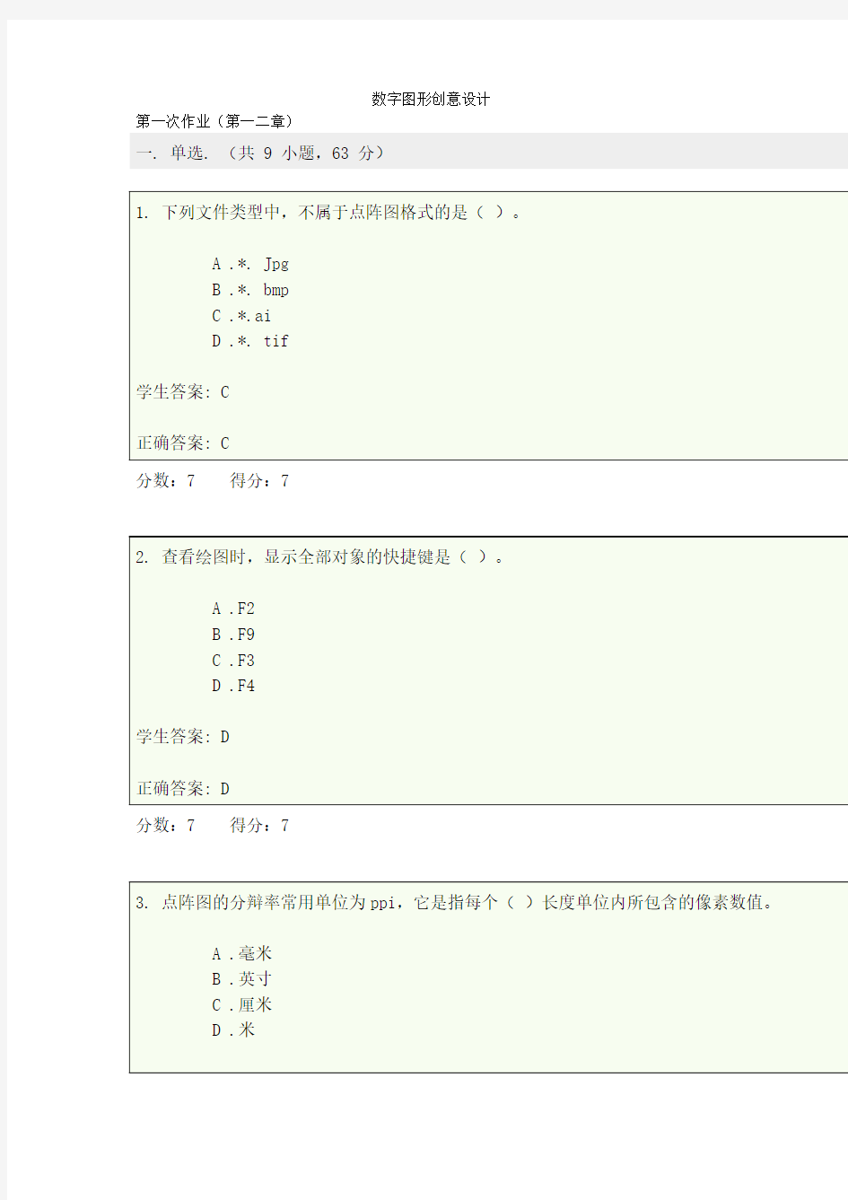 数字图形创意设计、在线作业