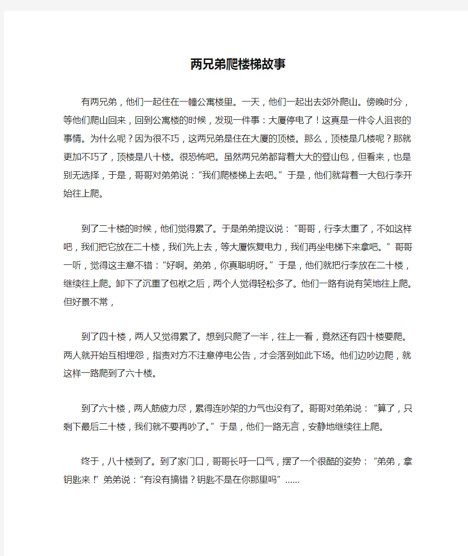 两兄弟爬楼梯故事 职业规划案例