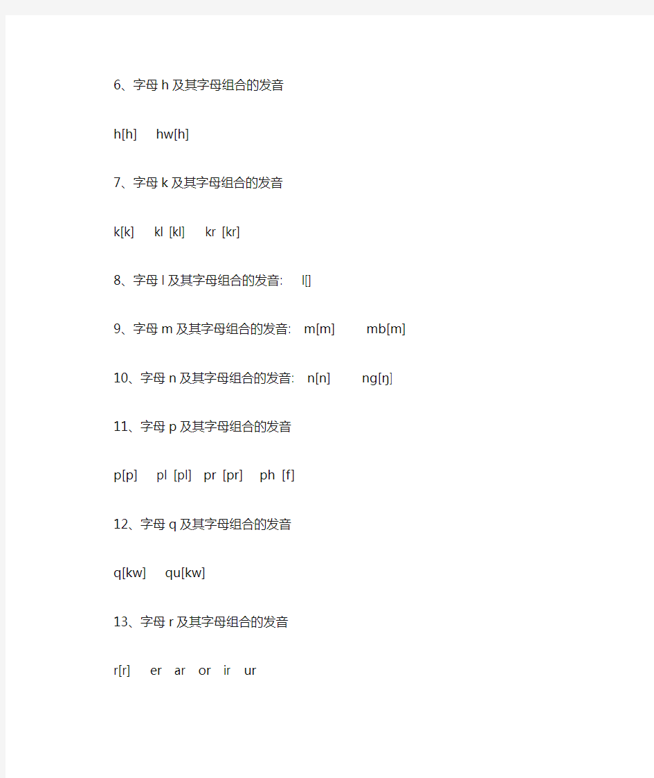 辅音字母及其字母组合的发音