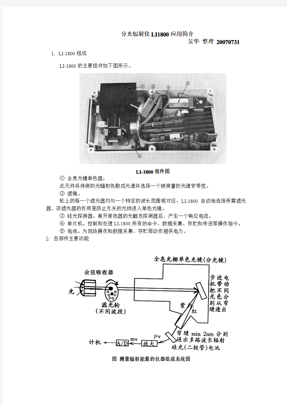 分光辐射仪LI1800简介及使用说明