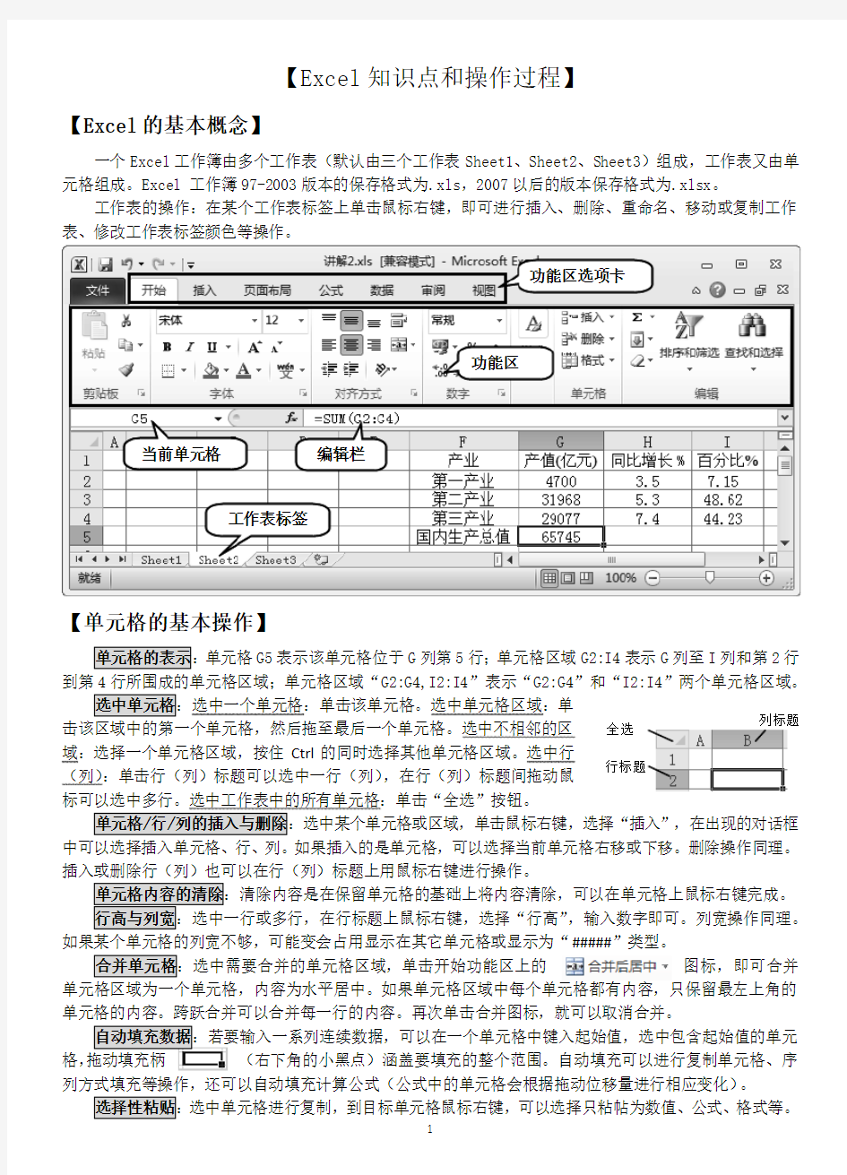 高中信息技术 Excel知识点整理