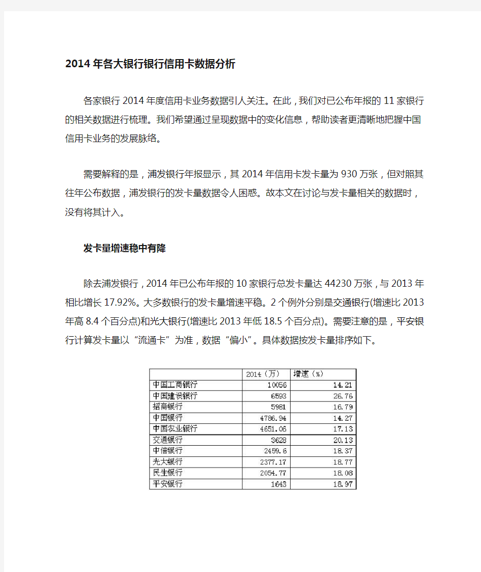 各大银行银行信用卡数据分析