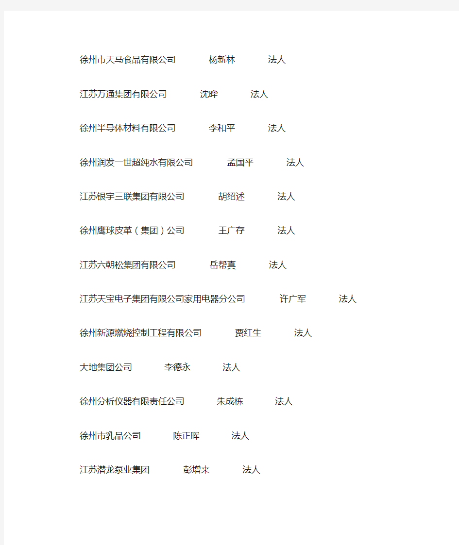 徐州企业名录140条