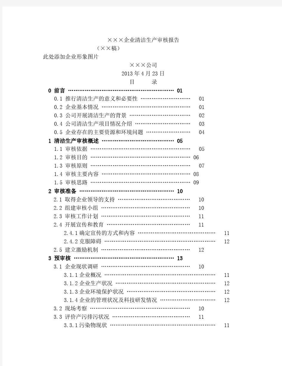 清洁生产审核报告范本