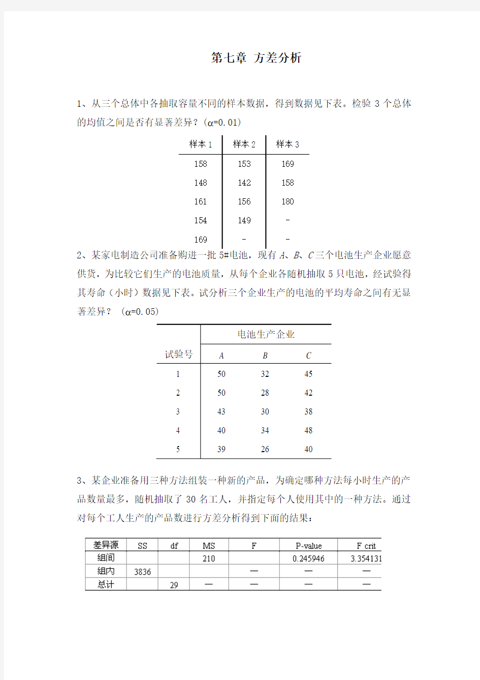 第七章 方差分析