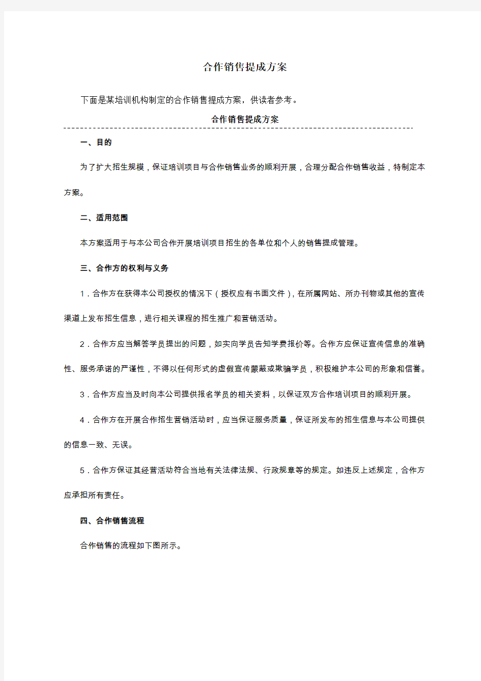 合作销售提成方案附表