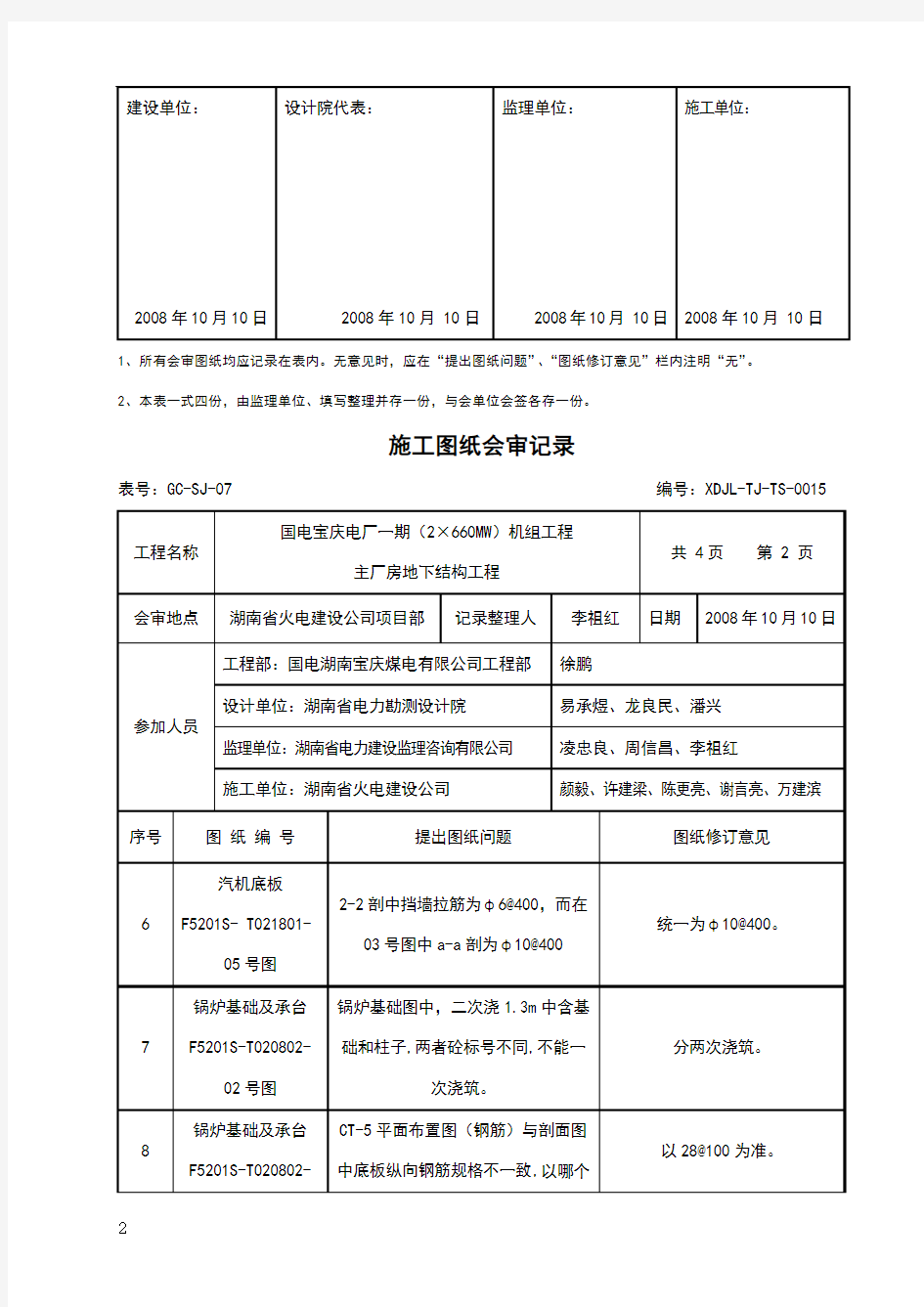 施工图纸会审记录