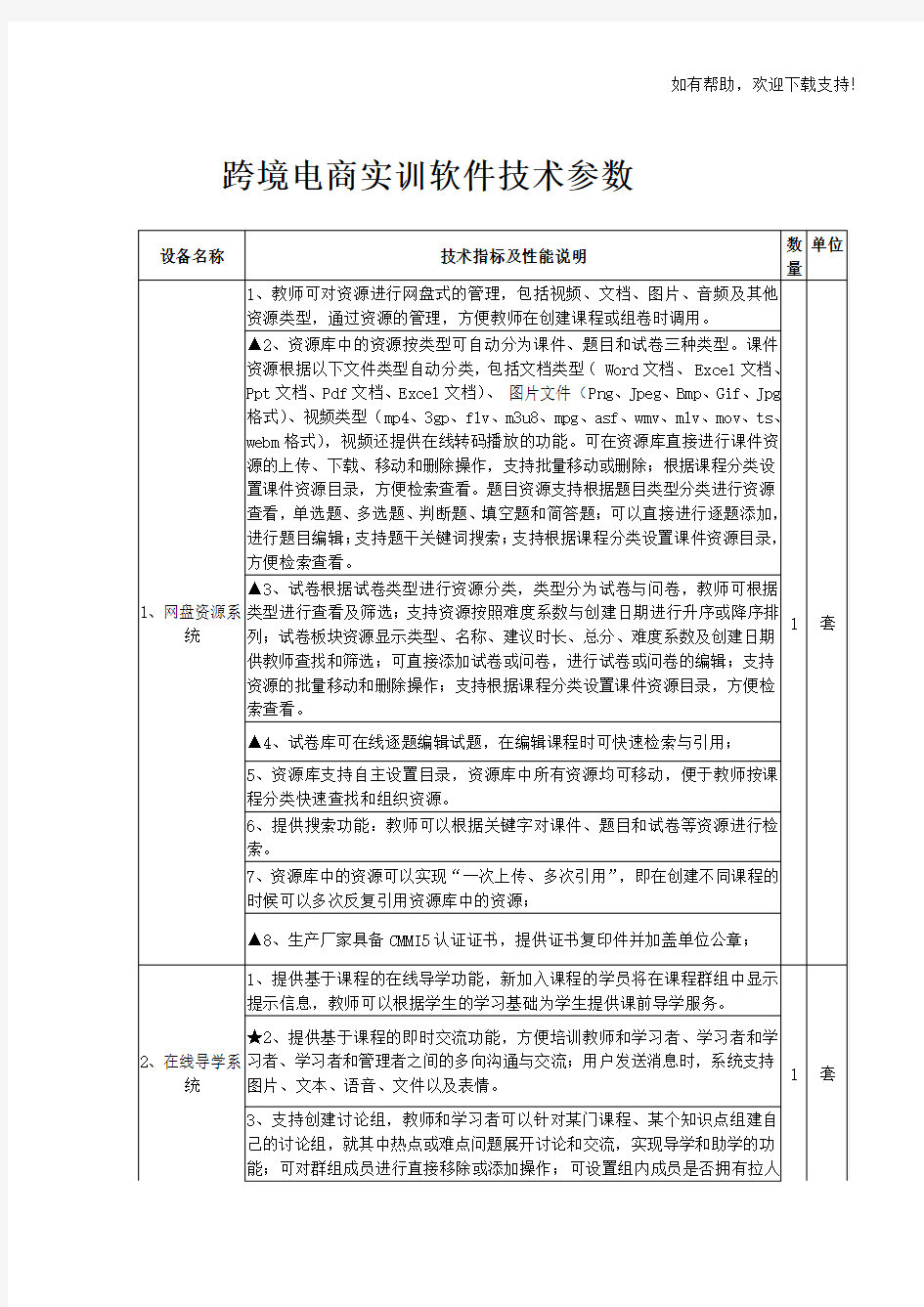 跨境电商实训软件技术参数