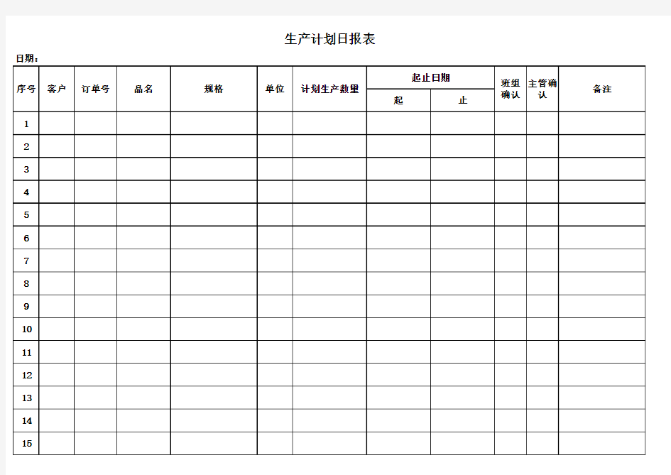 生产计划日报表