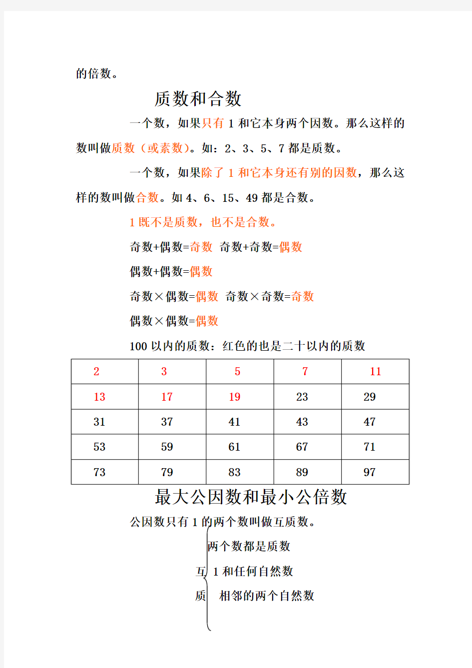 最新人教版小学数学五年级下册全册知识点归纳总结 期末重点知识复习