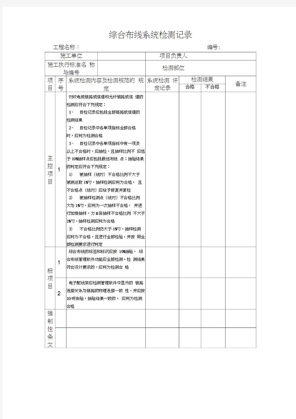 综合布线系统检测记录02806