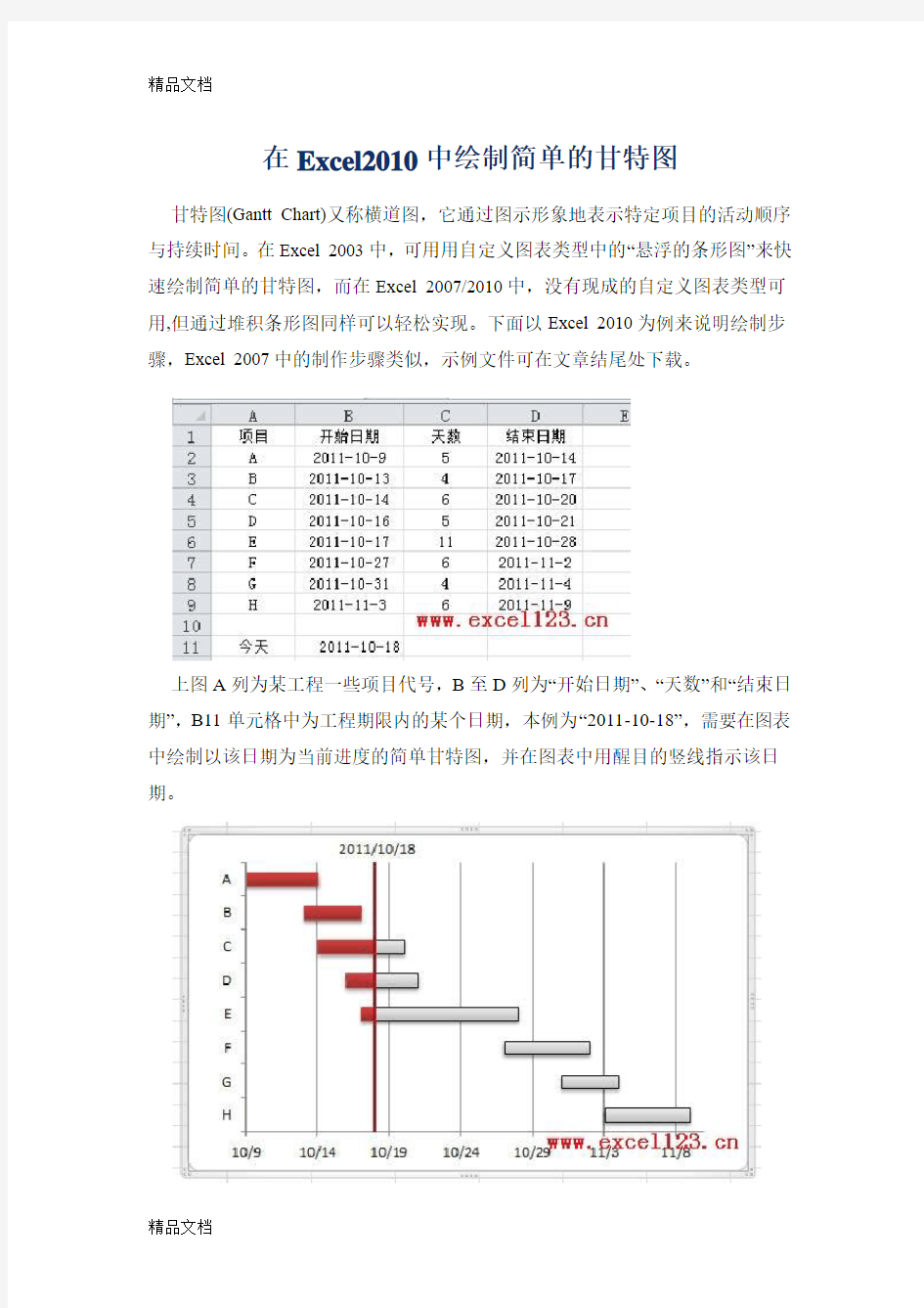 (整理)在excel中绘制简单的甘特图.