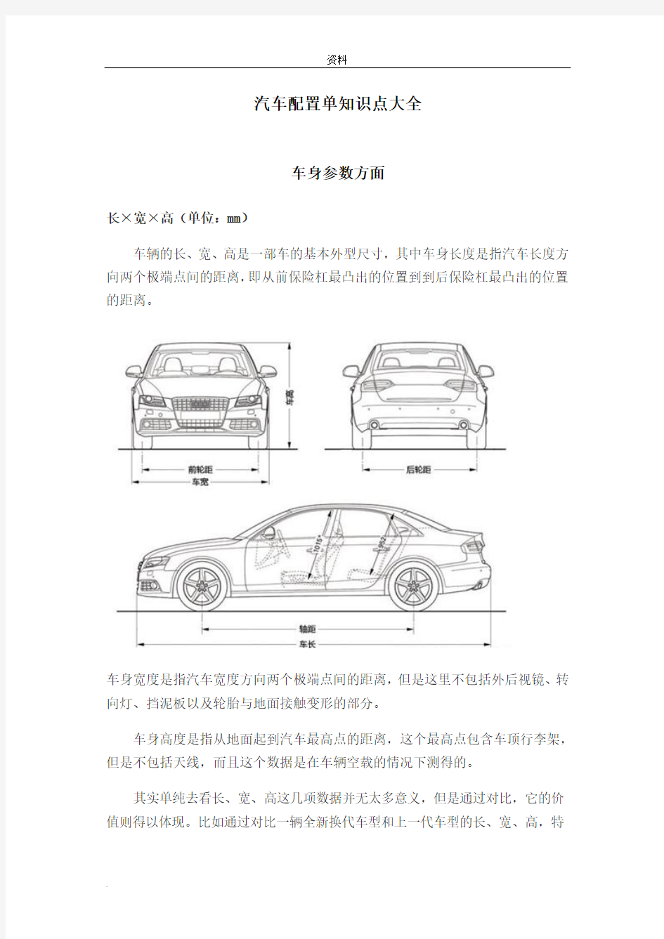 汽车配置单知识点(大全)