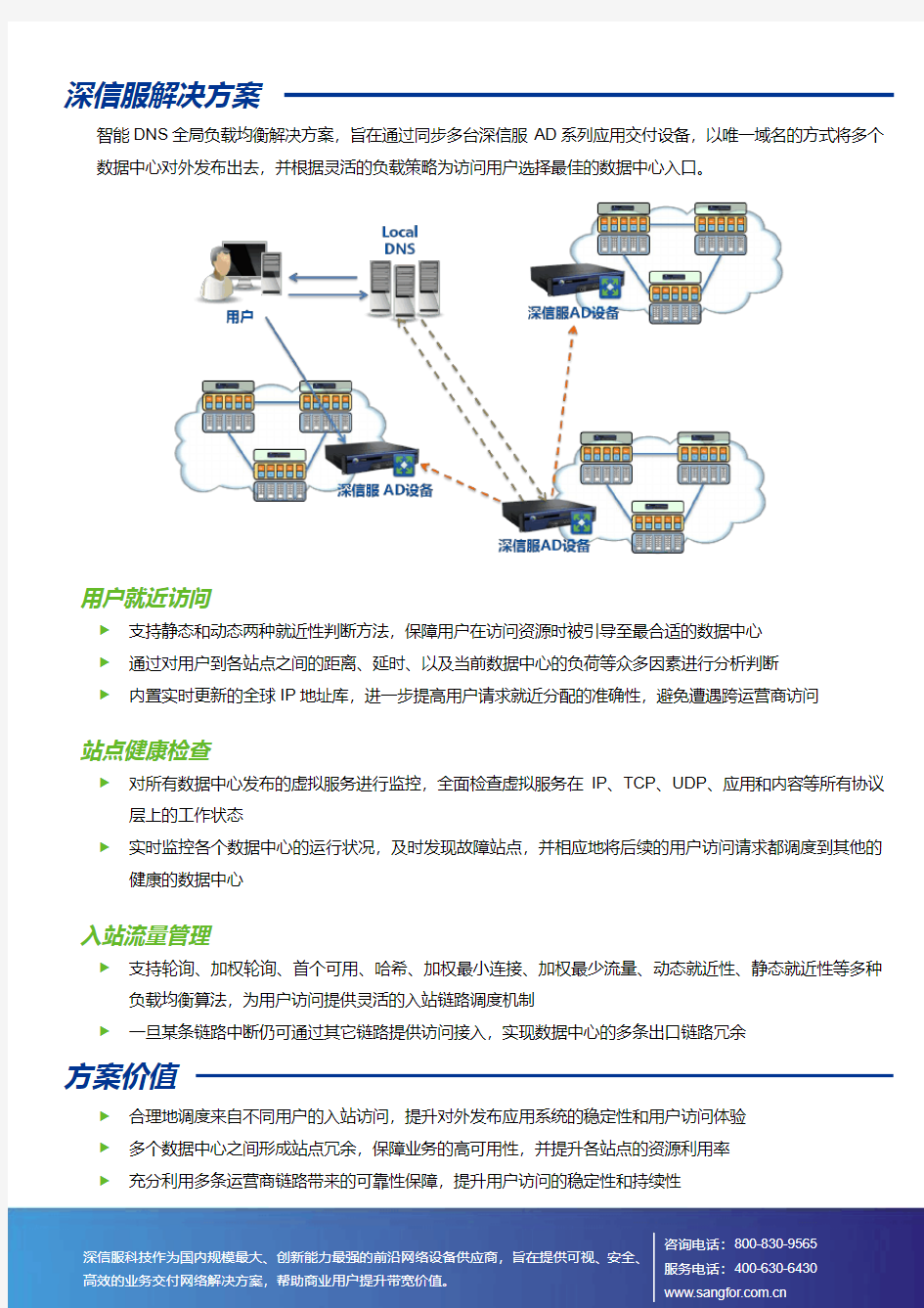 深信服智能DNS全局负载均衡解决方案