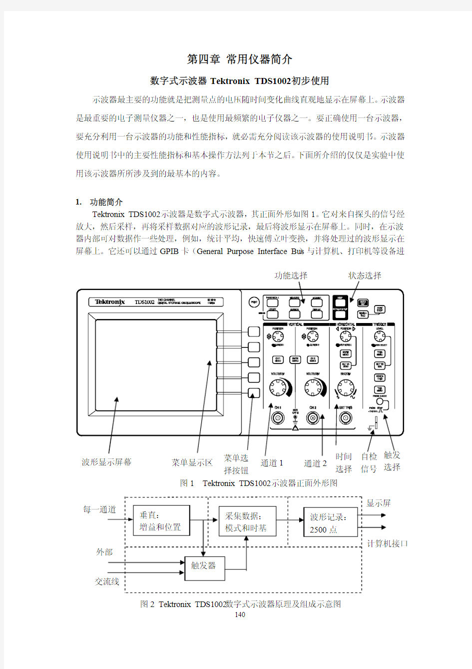 数字式示波器Tektronix TDS1002初步使用