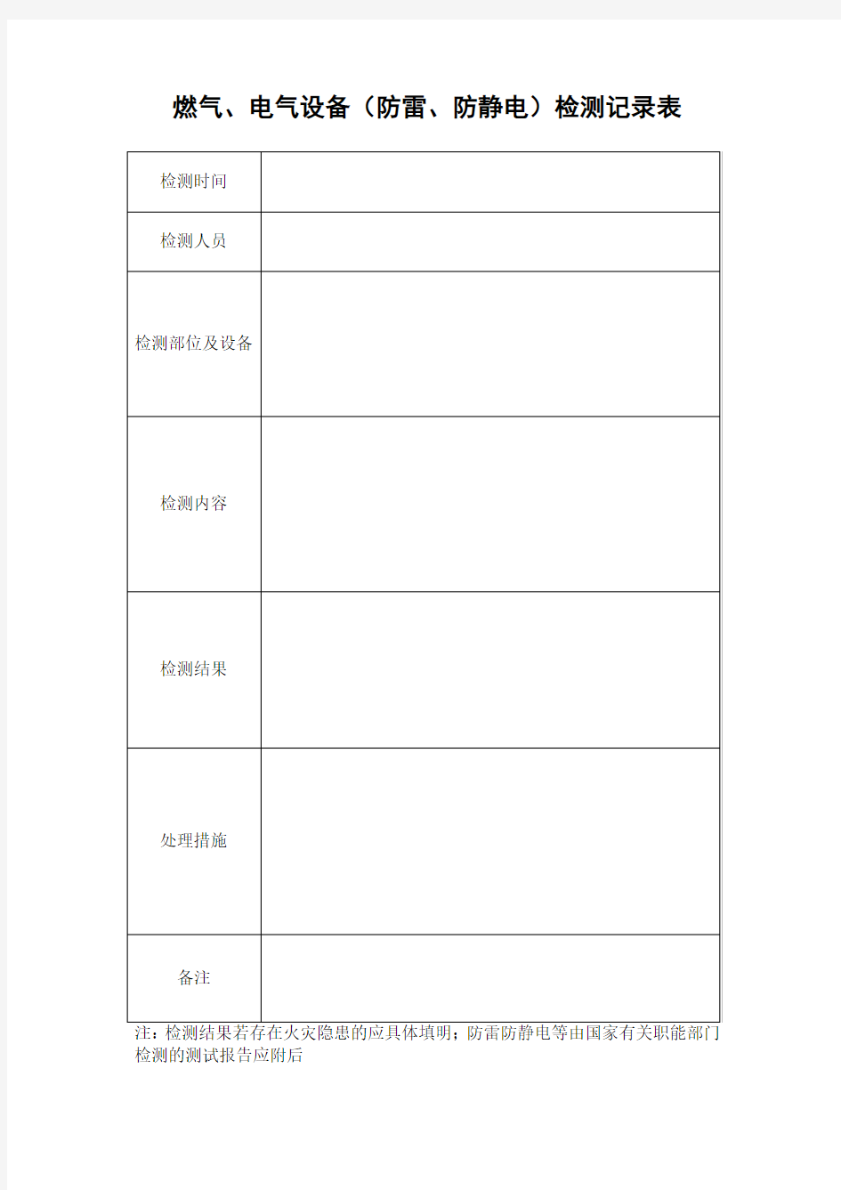 燃气电气设备检查表