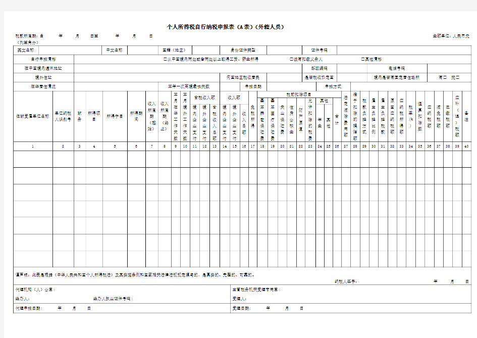 SB156-2《个人所得税自行纳税申报表A表(外籍人员)》