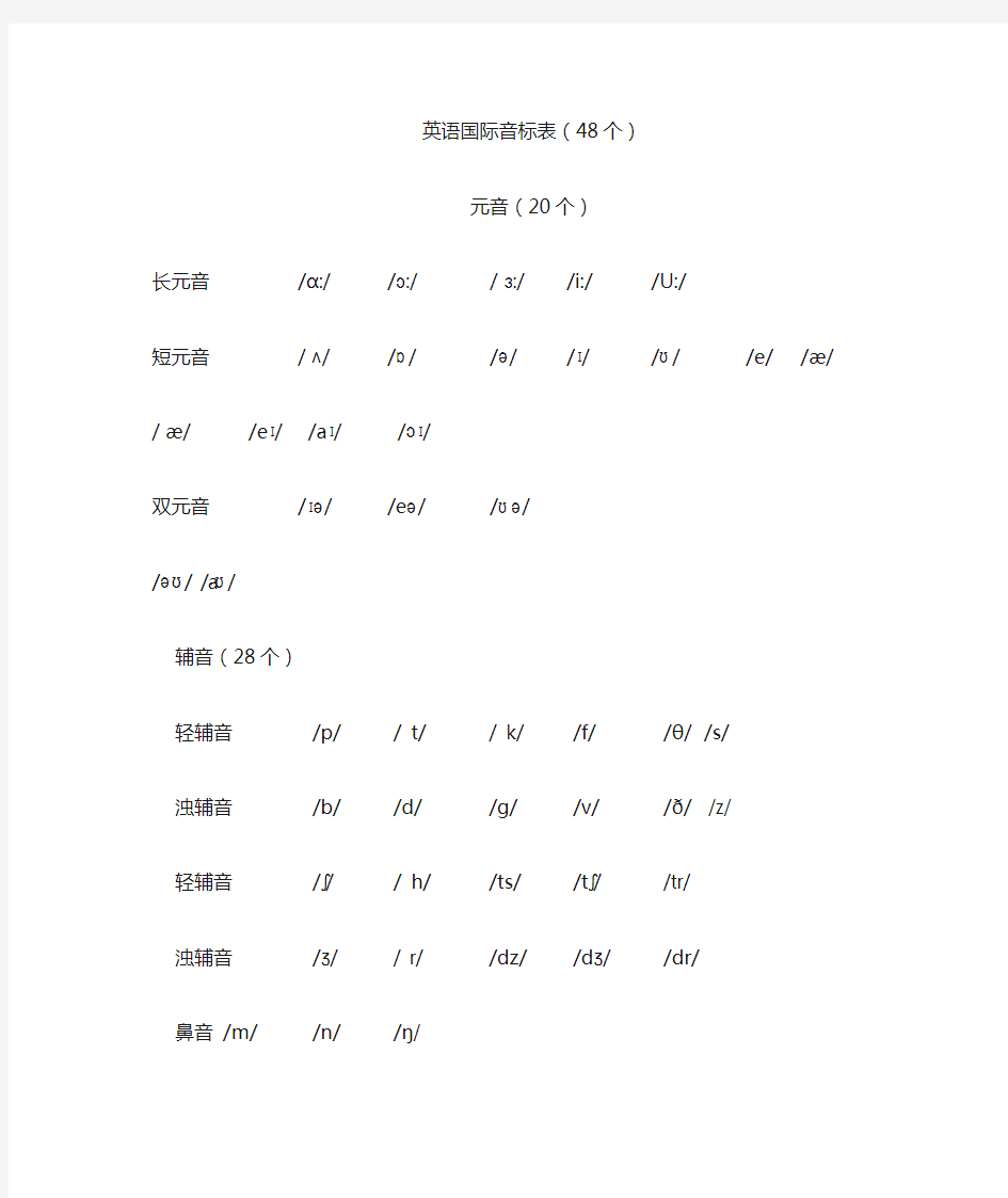 英语国际音标表最新版