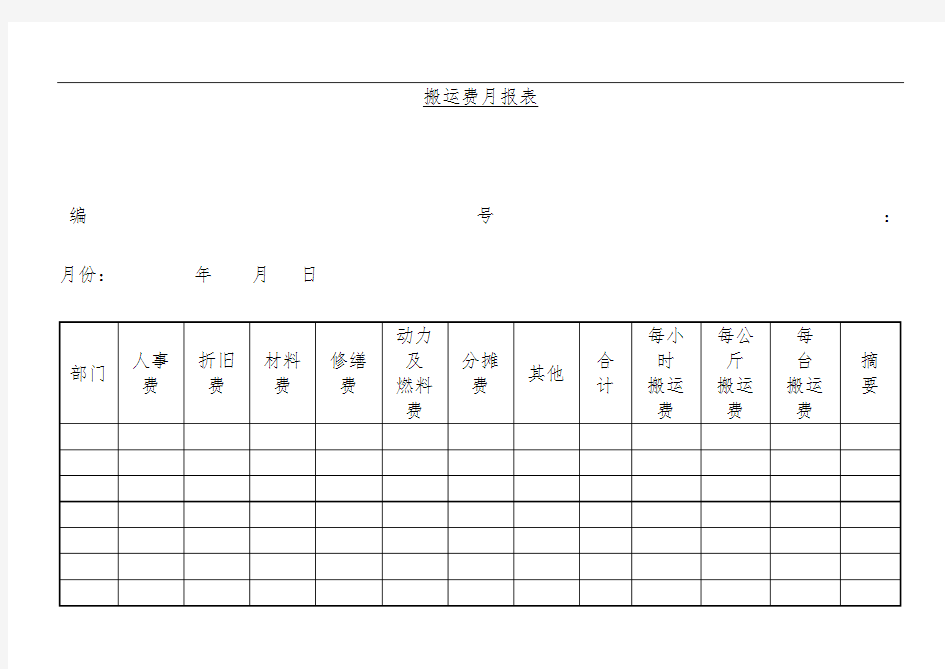 搬运费月报表分析
