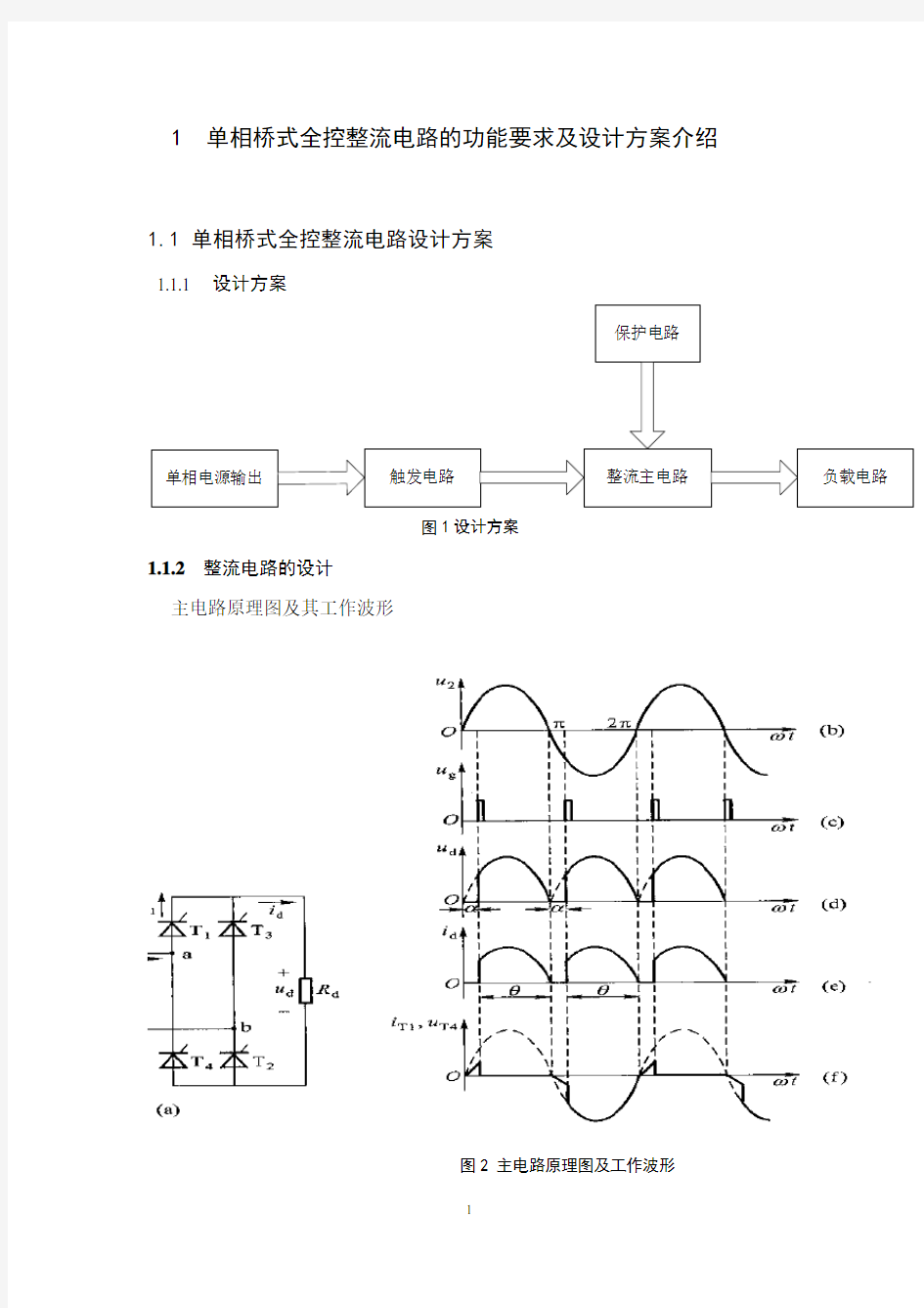 单相全控桥式晶闸管整流电路设计(纯电阻负载)