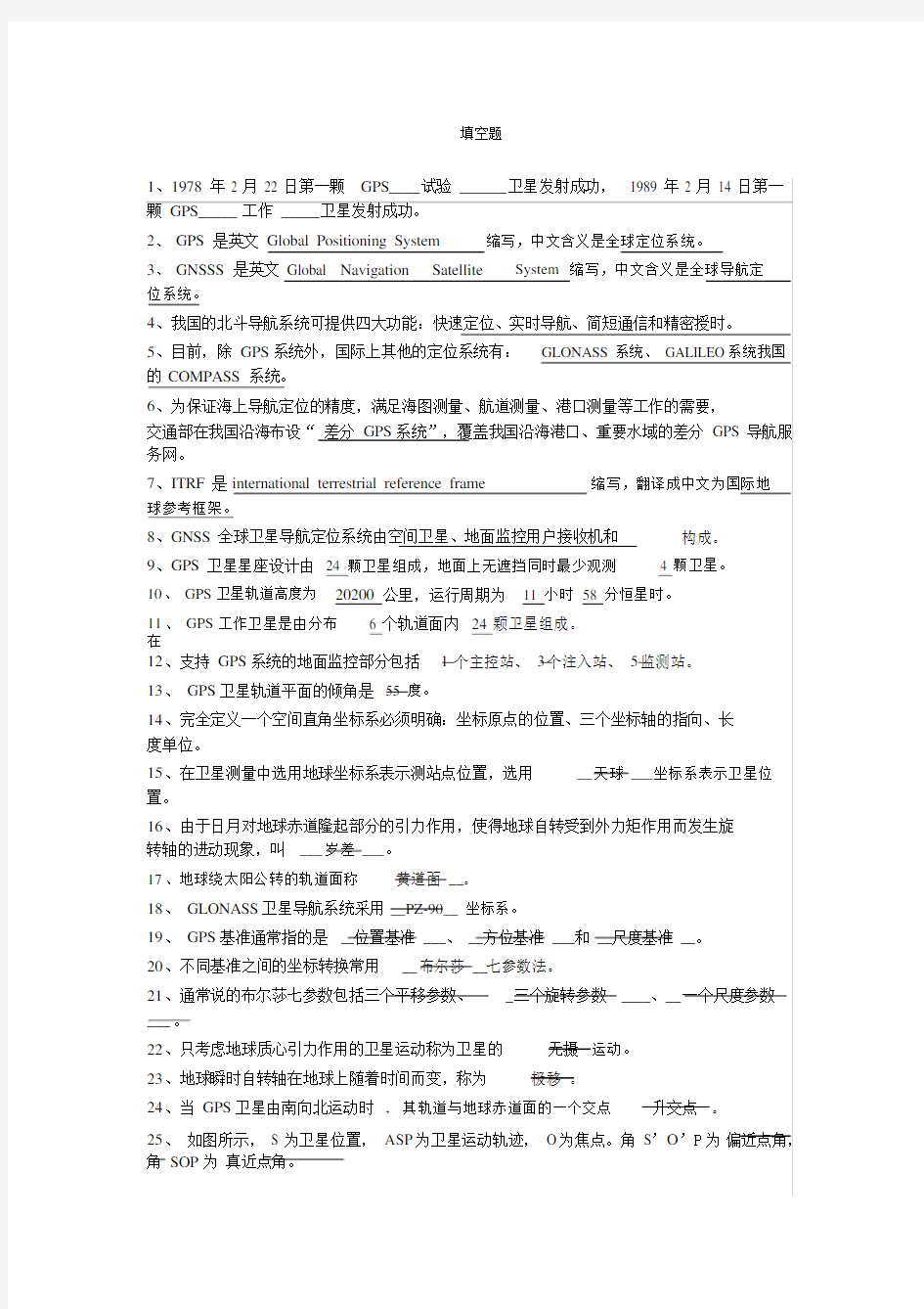 GPS期末考试总结复习题.docx