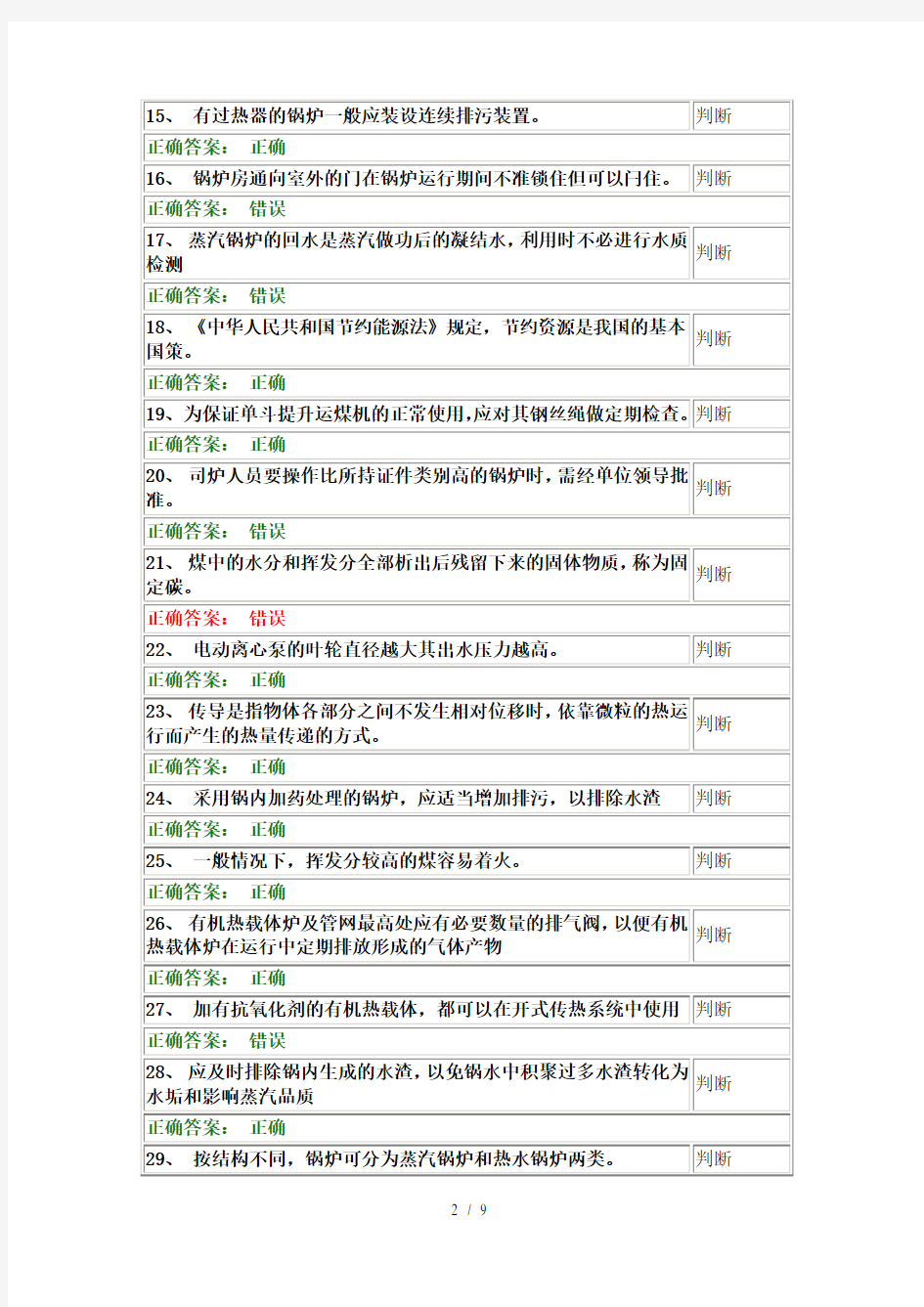 司炉工考试题库及复习资料三