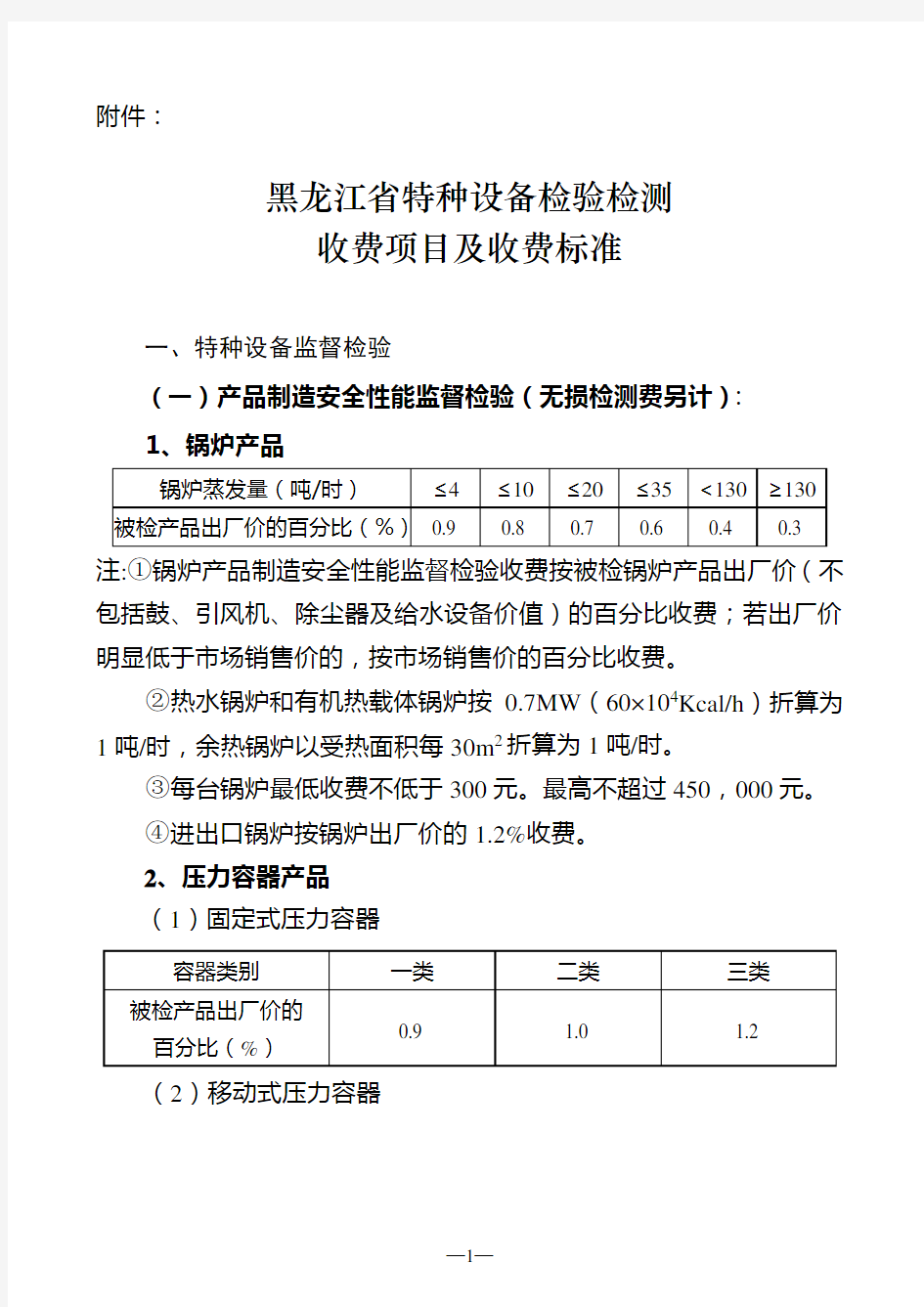 特种设备检测收费标准.doc