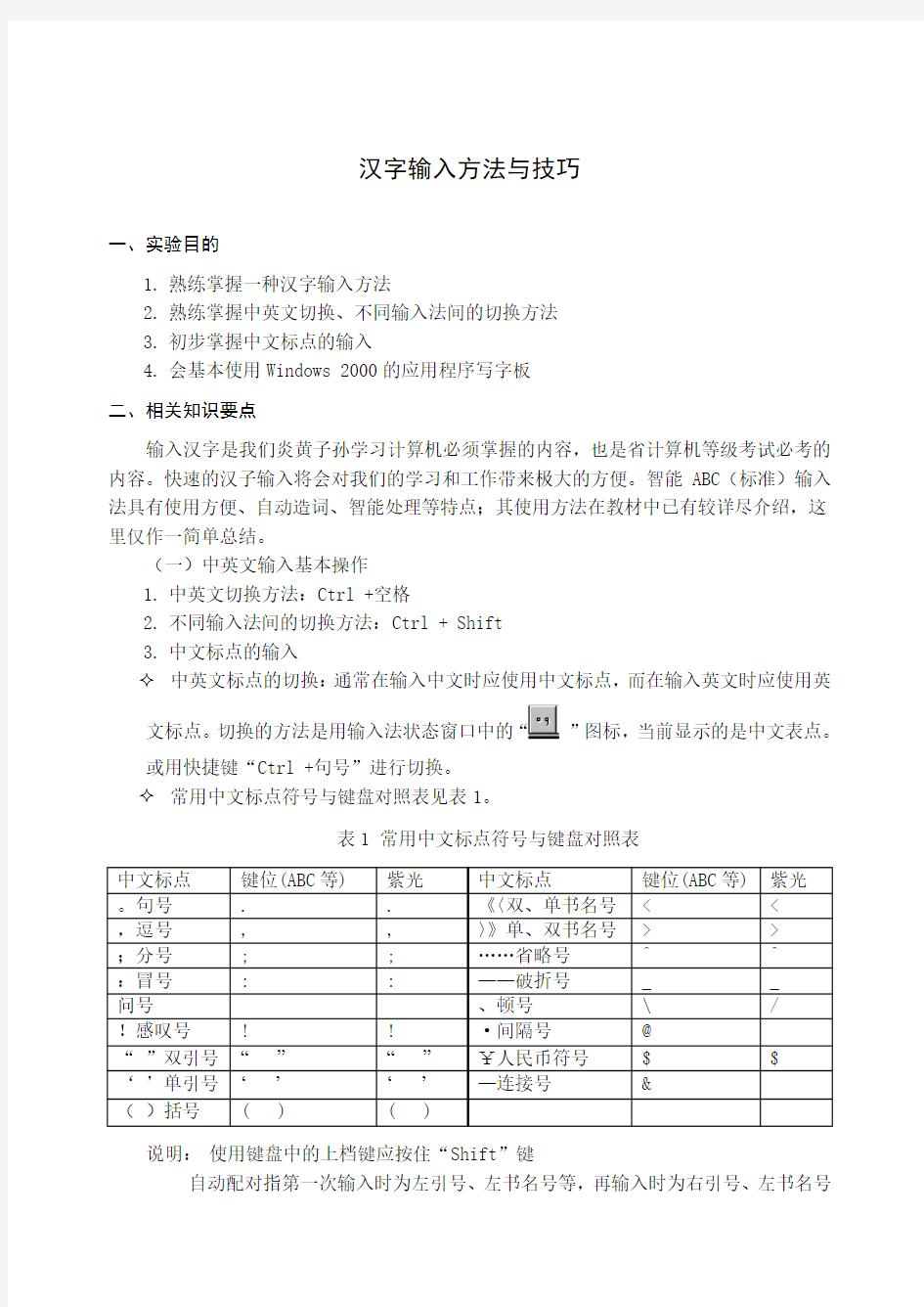 常用中文标点符号与键盘对照表