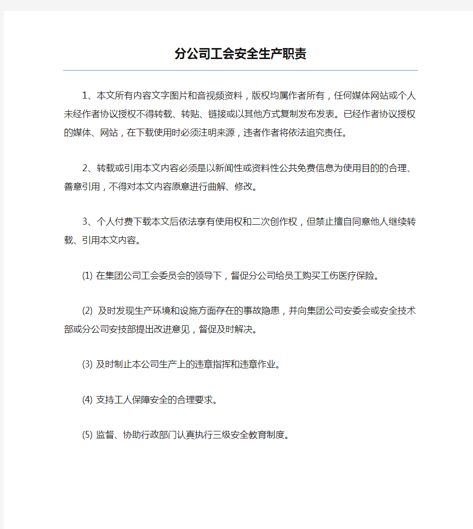 分公司工会安全生产职责.docx