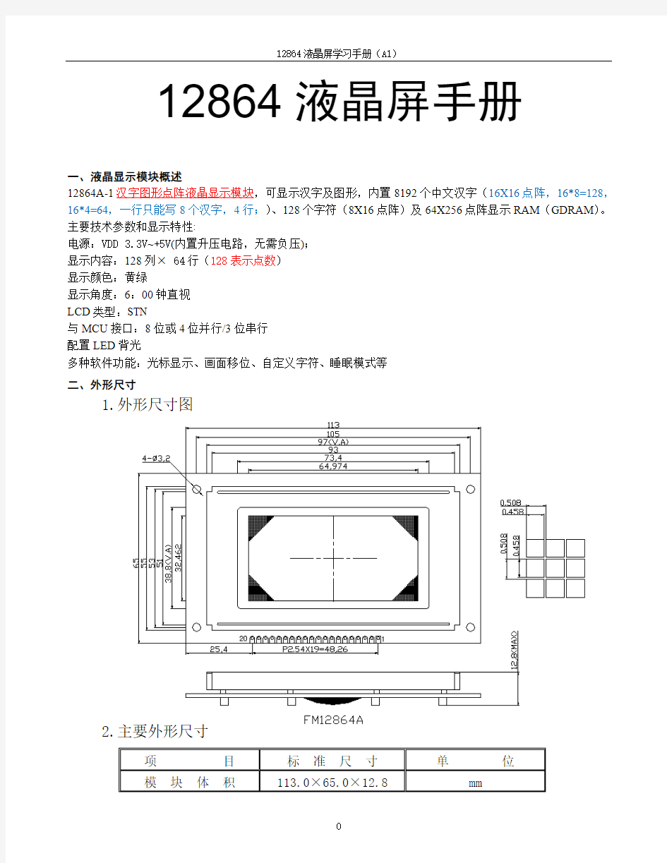 12864液晶屏使用使用手册