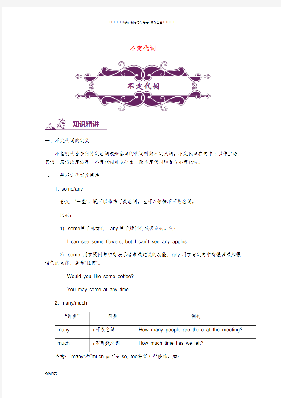 中考英语专题讲练 不定代词(含解析)