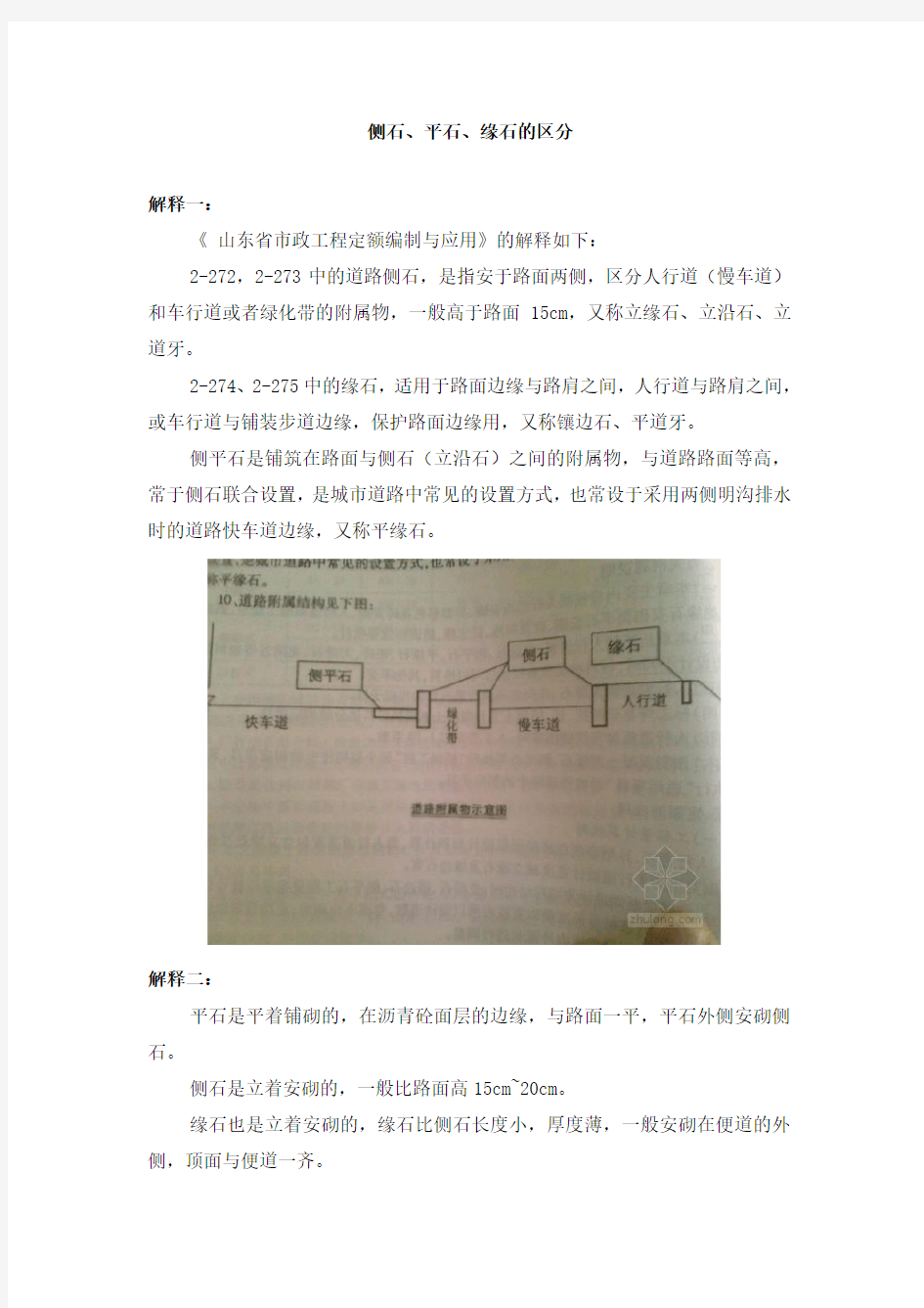 侧石、平石、缘石的区分