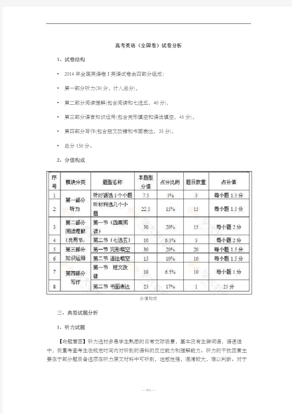 高考英语题型分析