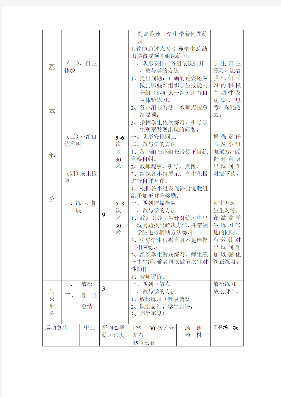 (完整版)快速跑途中跑教案