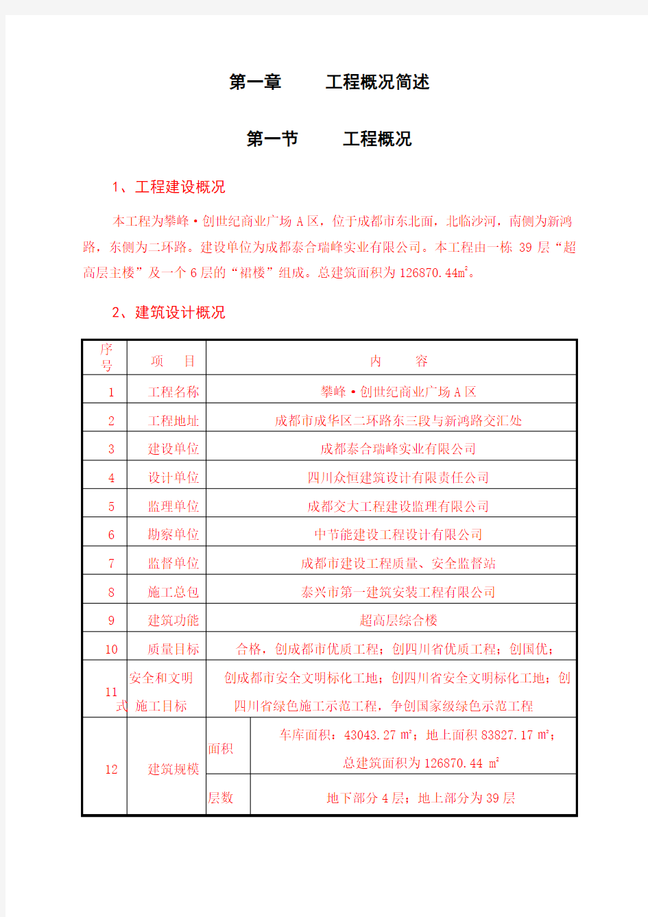 超高层酒店商业综合体施工组织设计