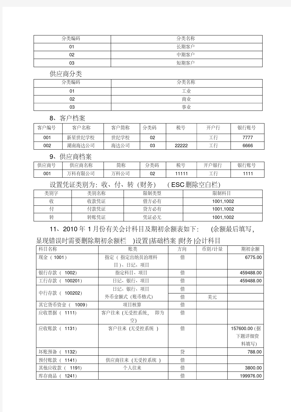 会计电算化比赛试题十