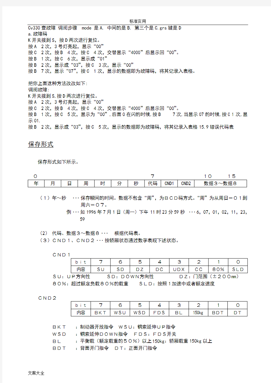 东芝CV320故障代码及如何能查询故障