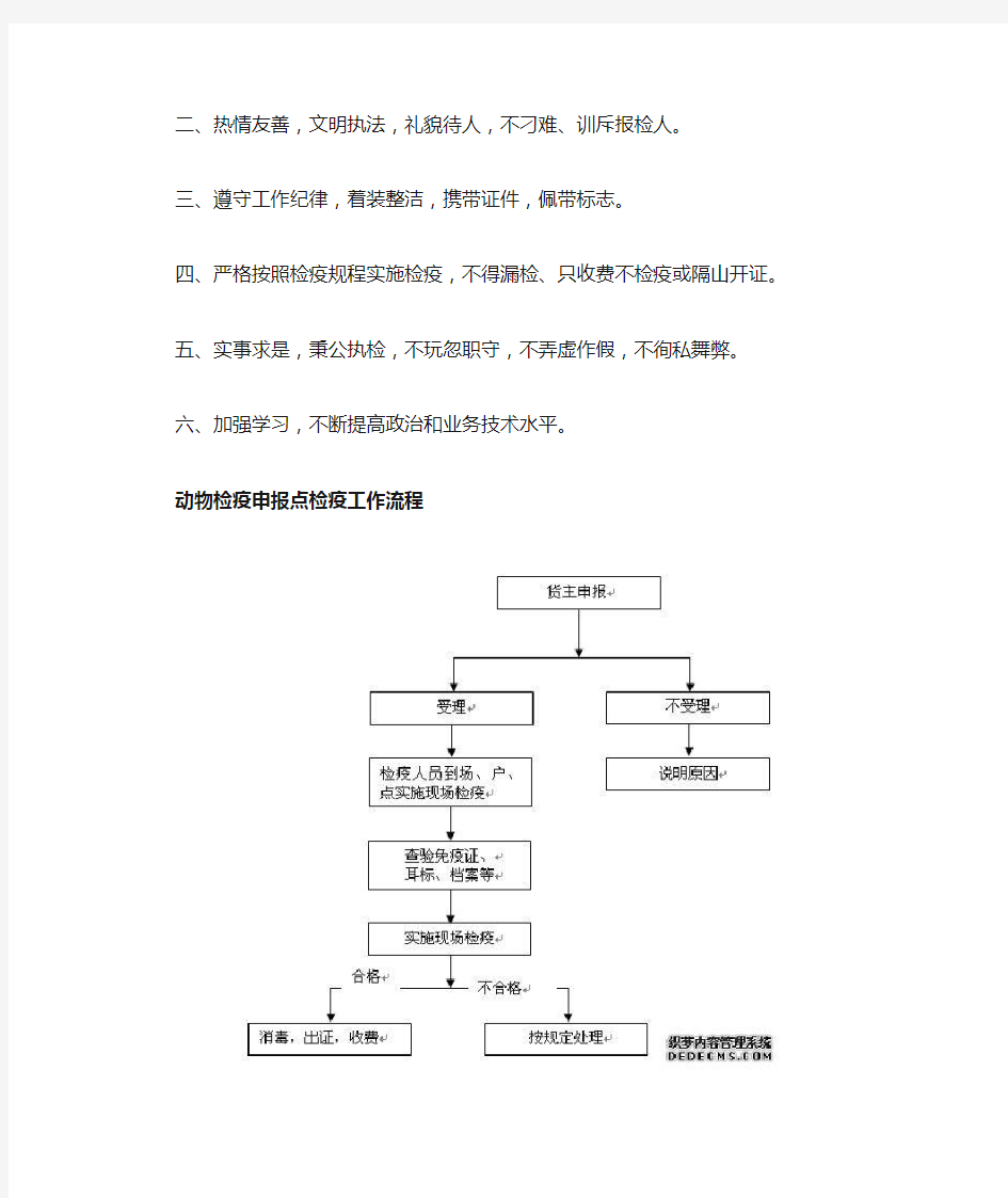 动物检疫申报点主要上墙制度