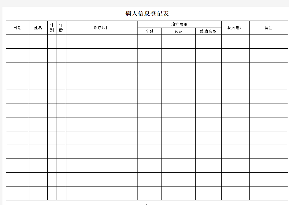 病人信息登记表